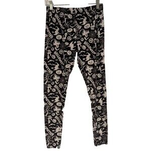 NOBO SOFT Ankle‎ Leggings Black White Halloween Ghost Witch Jr Sz M